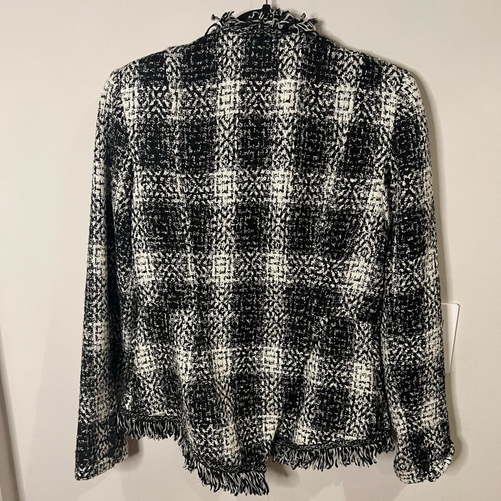CABI | NWT Carol Anderson Love Carol black white tweed fringe blazer - Picture 6 of 14